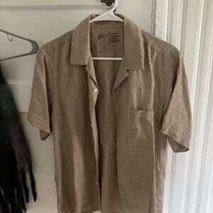 Muji Linen Short Sleeve Button Up Shirt